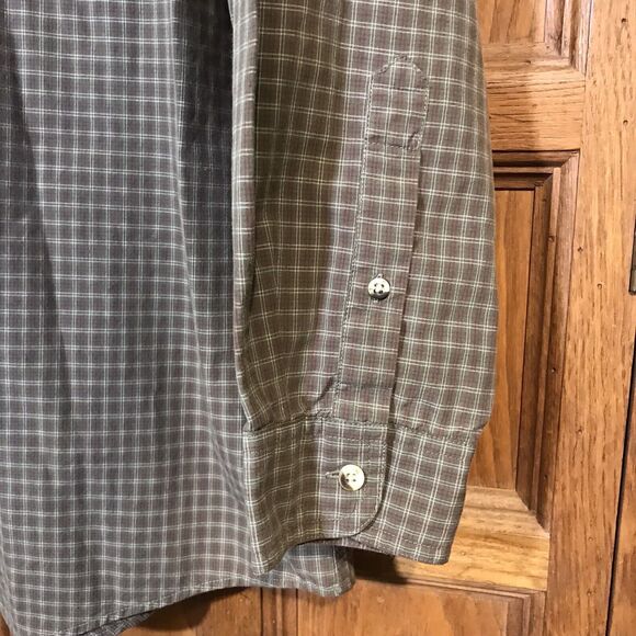 Vintage L.L. Bean Long Sleeve Button Down Brown Plaid Shirt Mens size LT Cotton - Picture 6 of 11